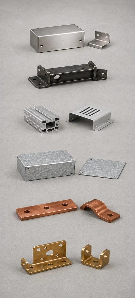 A selection of metal materials and custom manufactured components