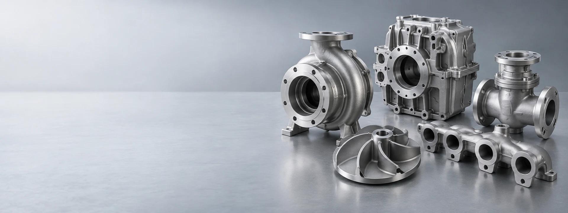 Finished cast metal components prepared for project review