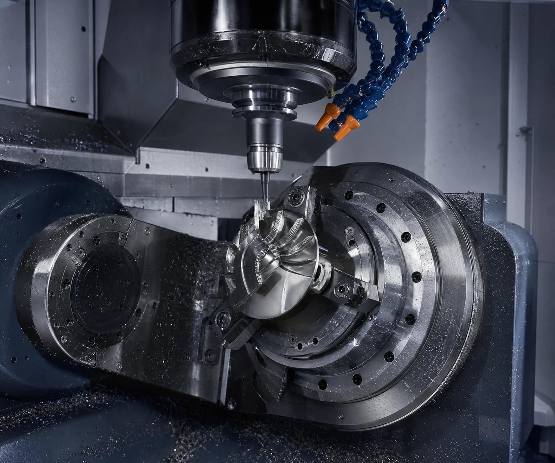 Five-axis machining of a deep-cavity metal component