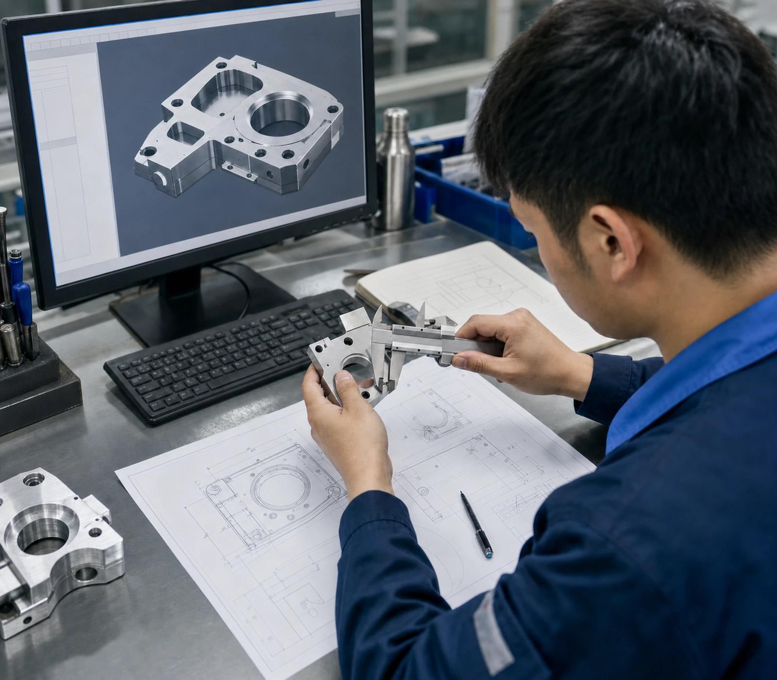 Precision-machined aerospace components arranged for engineering review