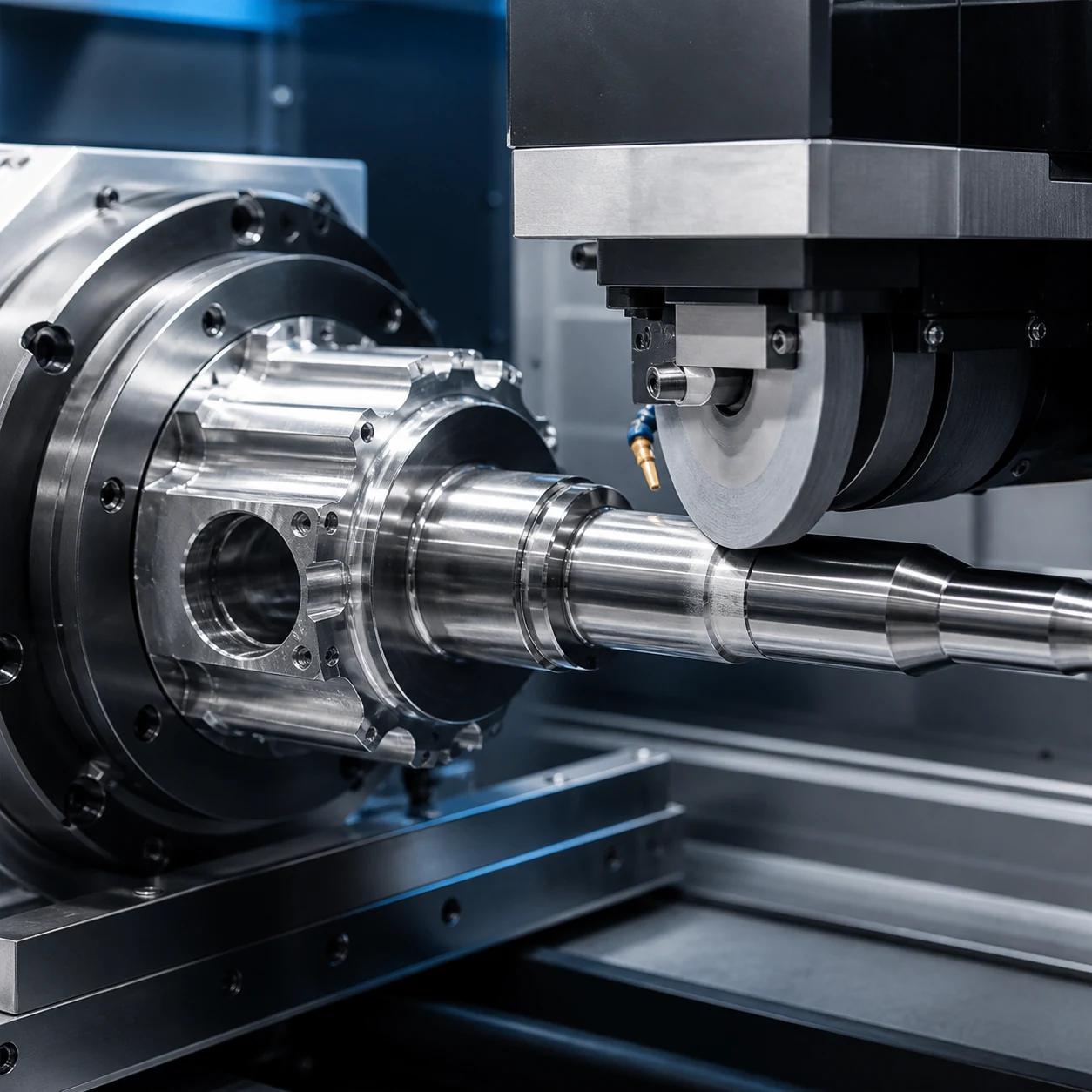 Precision grinding of a machined shaft