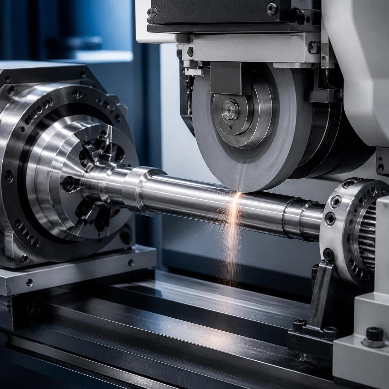 Precision grinding of a machined shaft