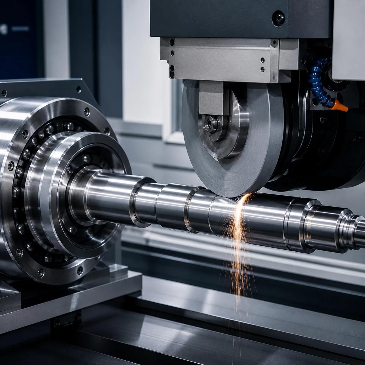 Precision grinding of a machined shaft