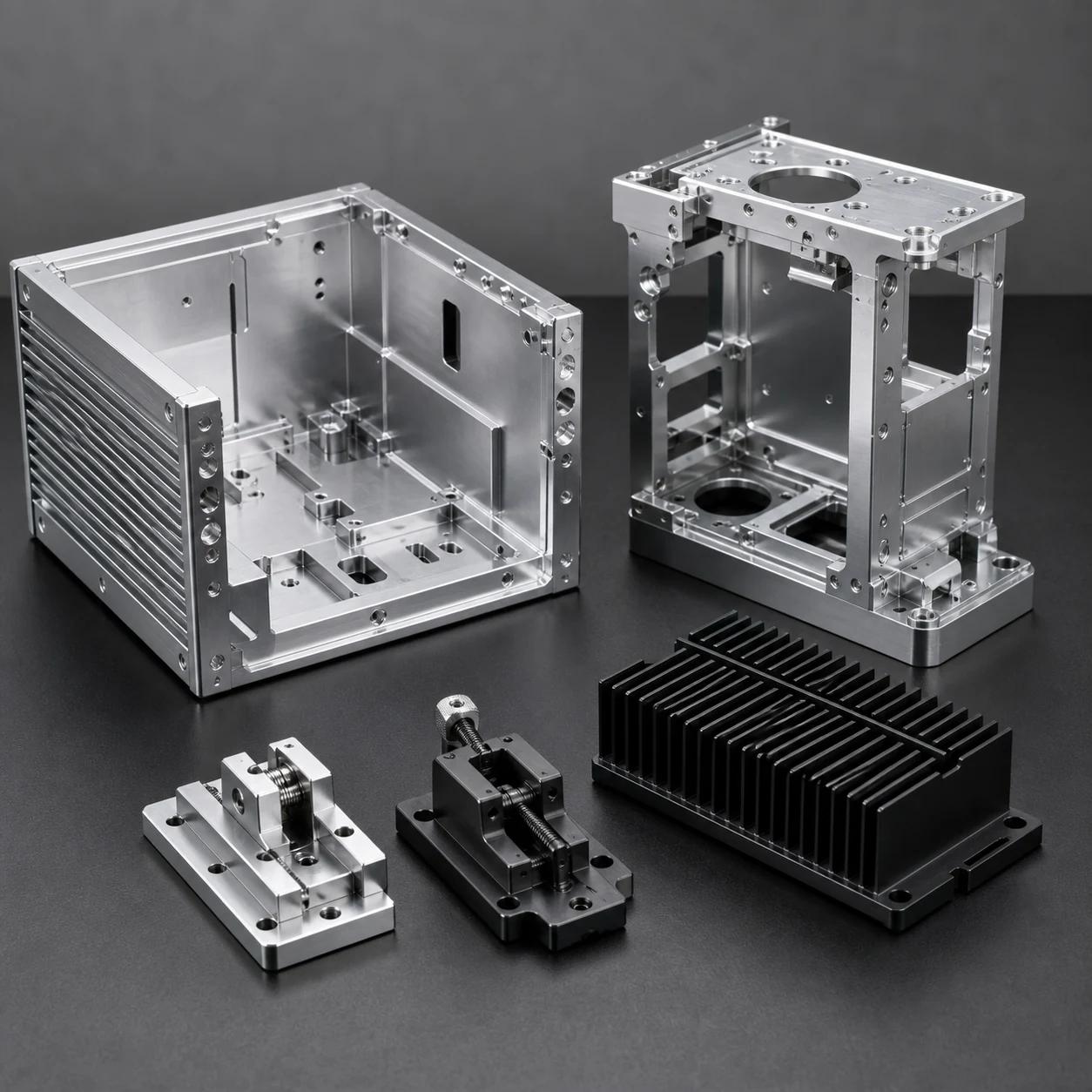 CNC machined electronic frames, housings, heat sinks and fixtures