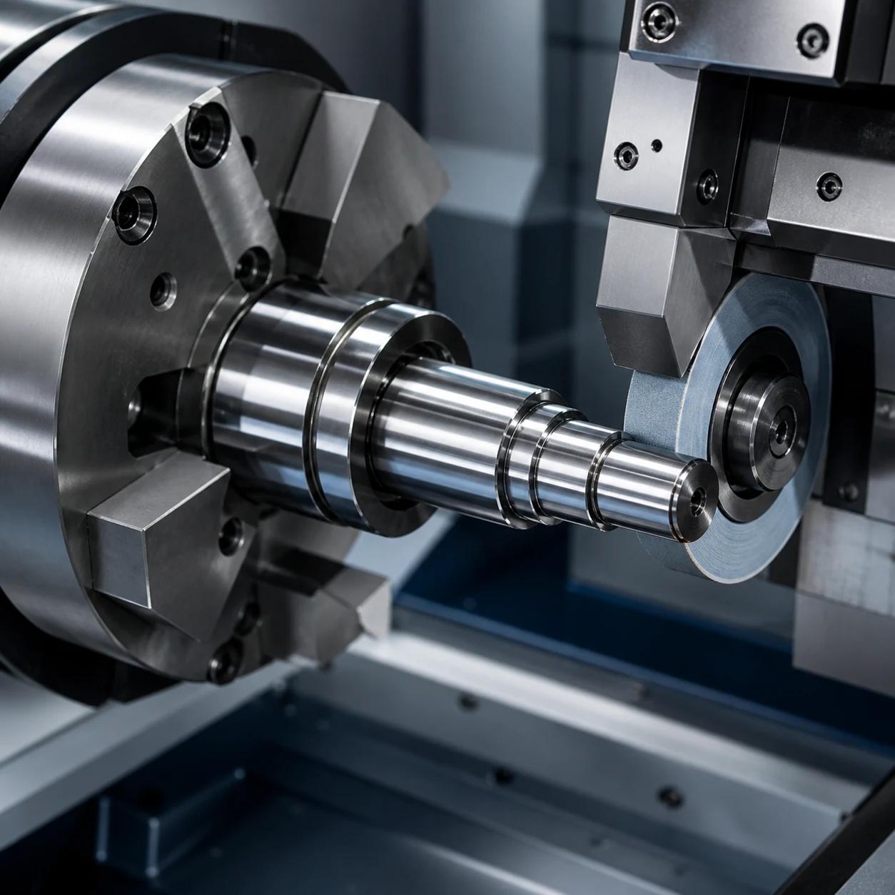 Precision grinding of a machined shaft