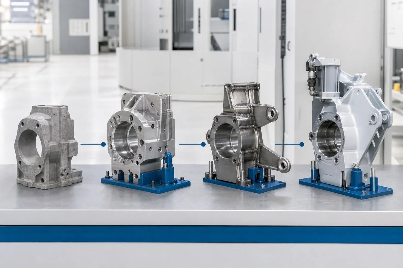 Industrial equipment component undergoing precision CNC machining