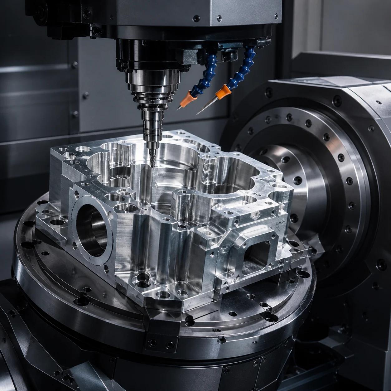 Five-axis CNC machining of a complex housing