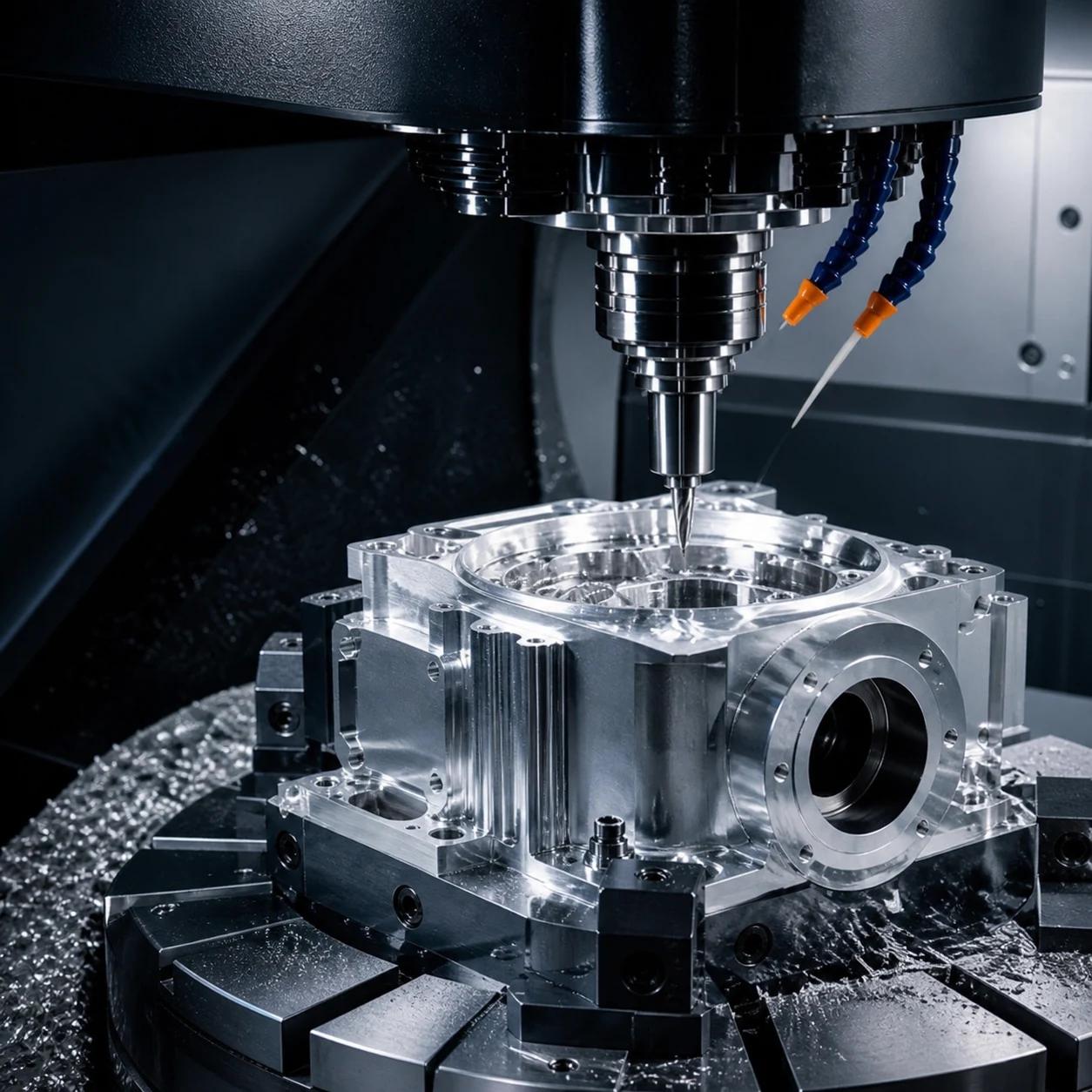 Multi-axis CNC machining of a complex mechanical part