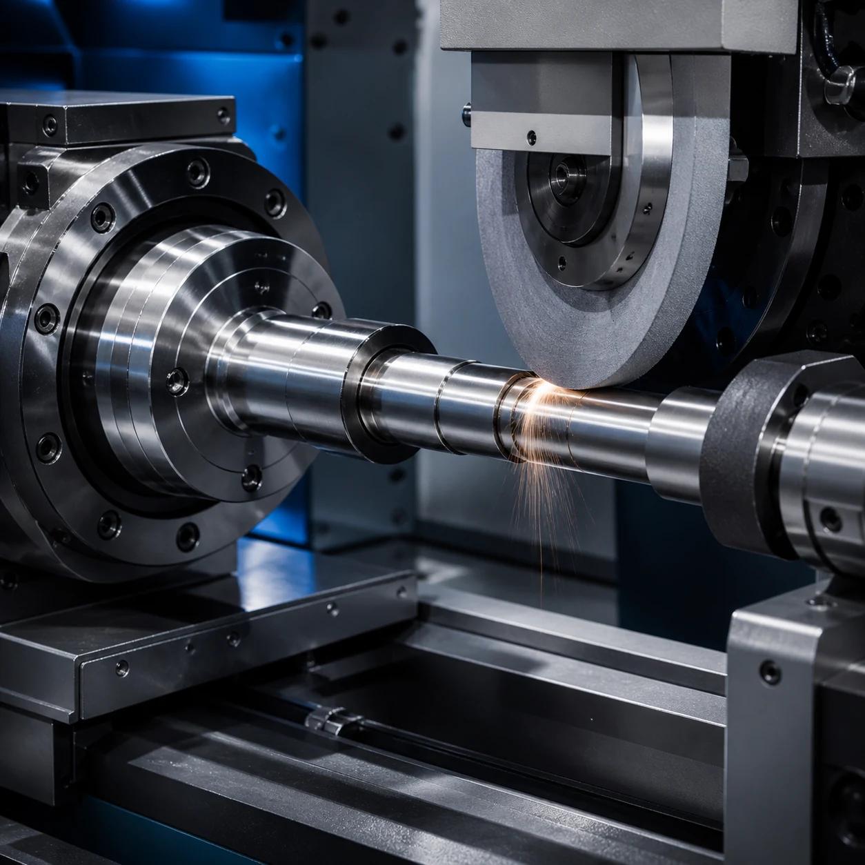 Precision grinding of a machined shaft