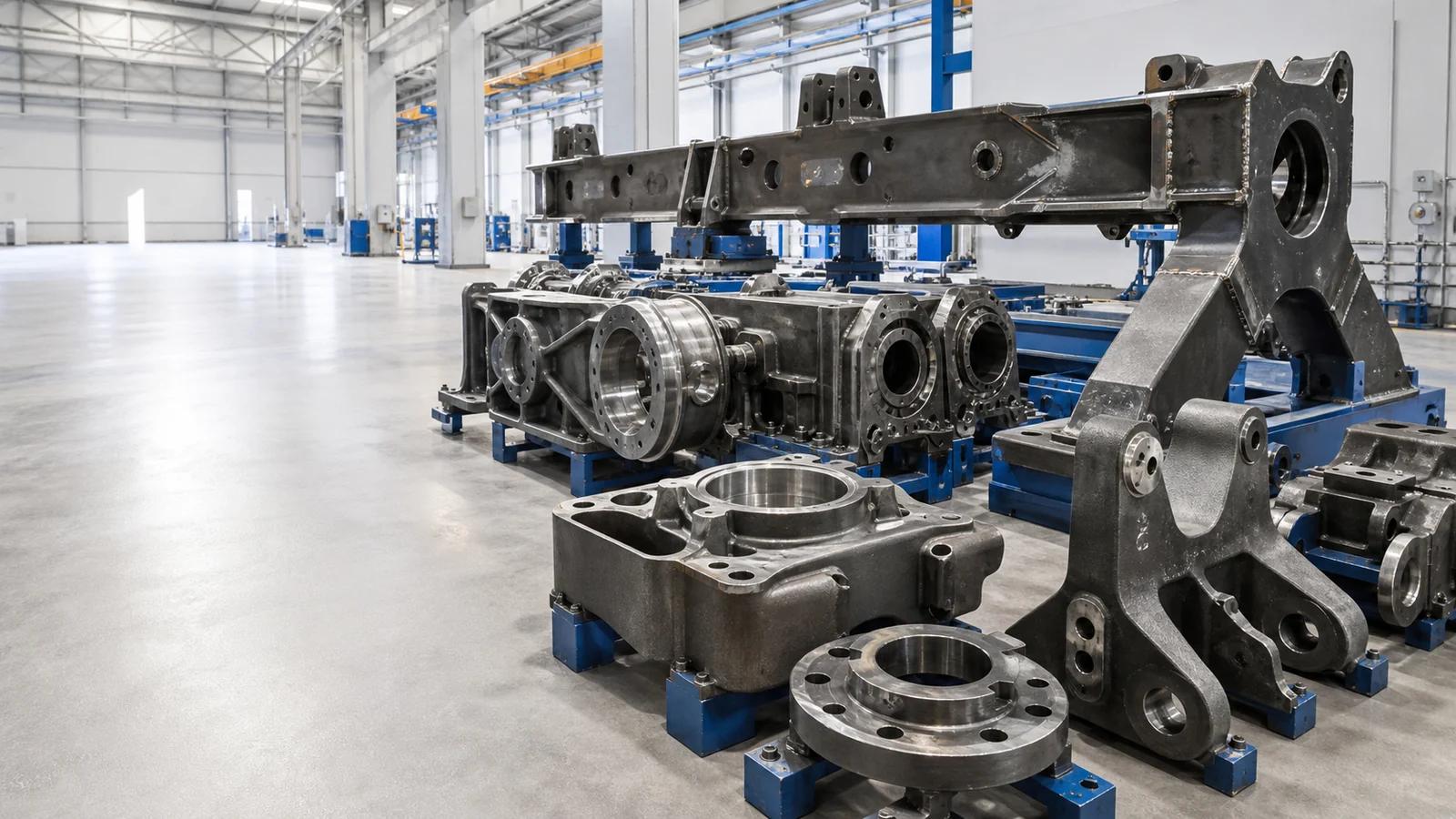Rail bearing body, brake housing and structural transport component arranged in a bright factory