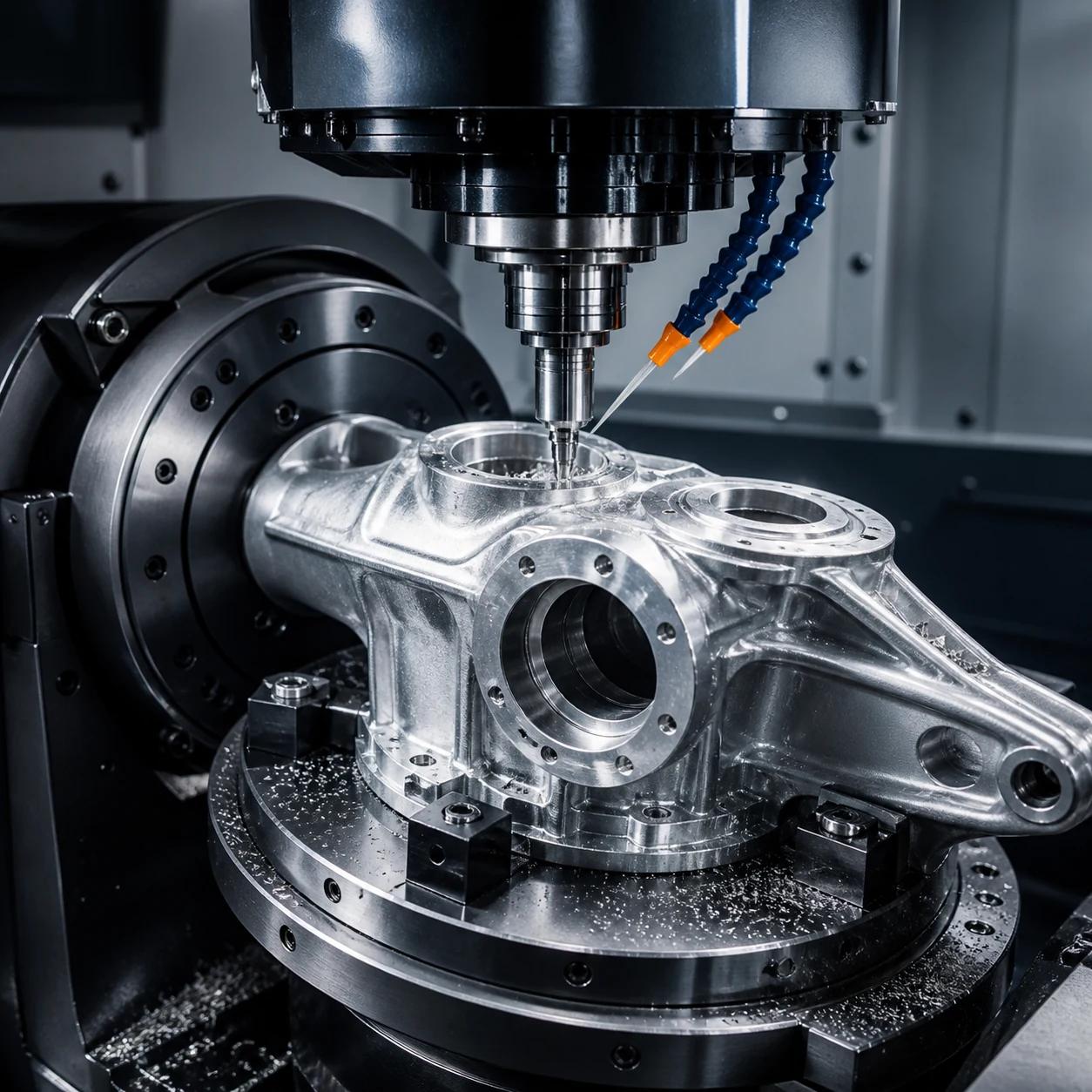 Five-axis CNC machining of a complex housing