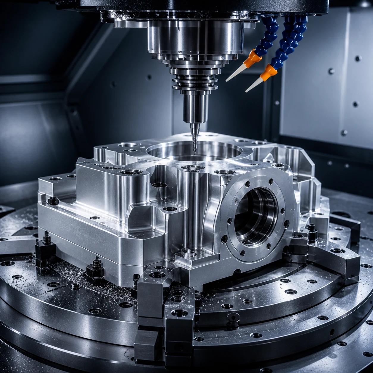 Multi-axis CNC machining of a complex mechanical part