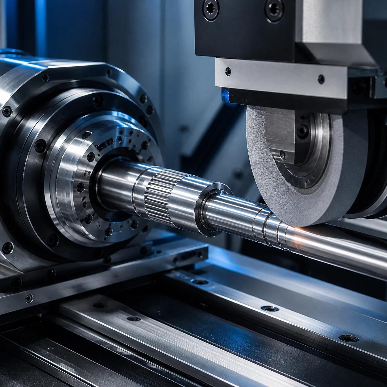 Precision grinding of a machined shaft