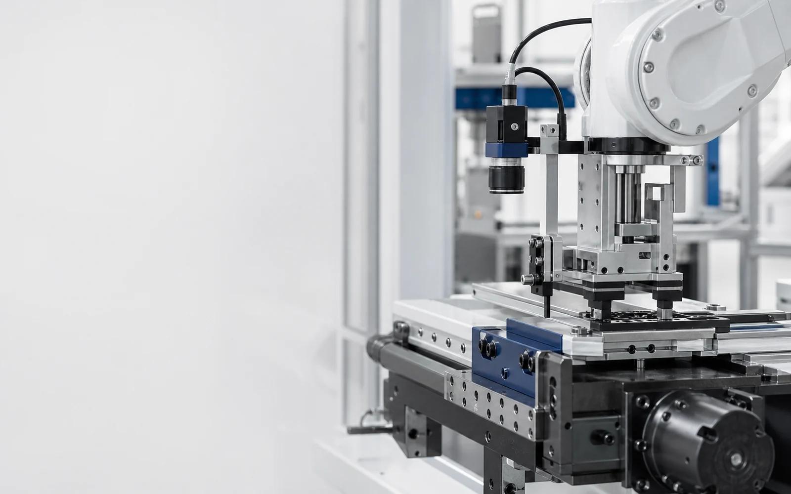 Robot joint housing, actuator body and automation fixture arranged in a bright technical environment
