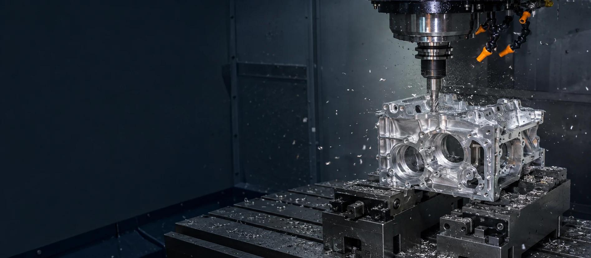 Bright CNC milling cell with a complex aluminum housing