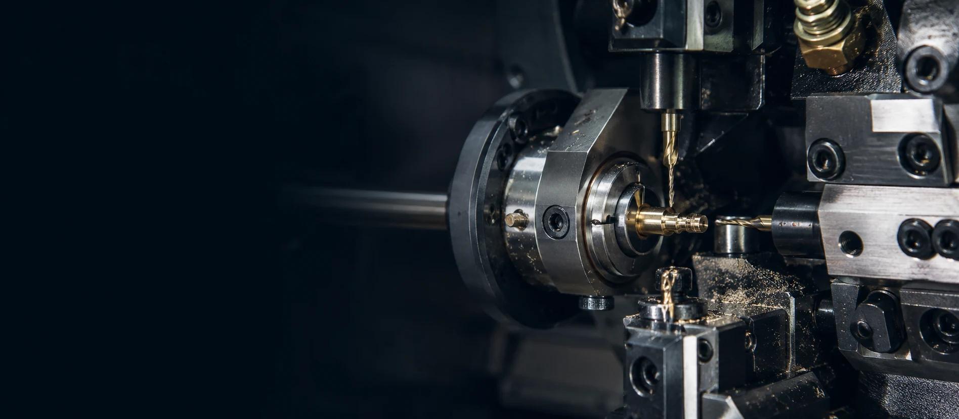 Bright Swiss lathe producing a slender precision part