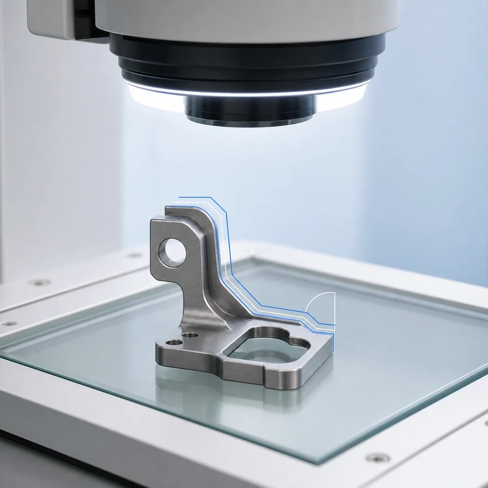 Optical measurement of a small precision component