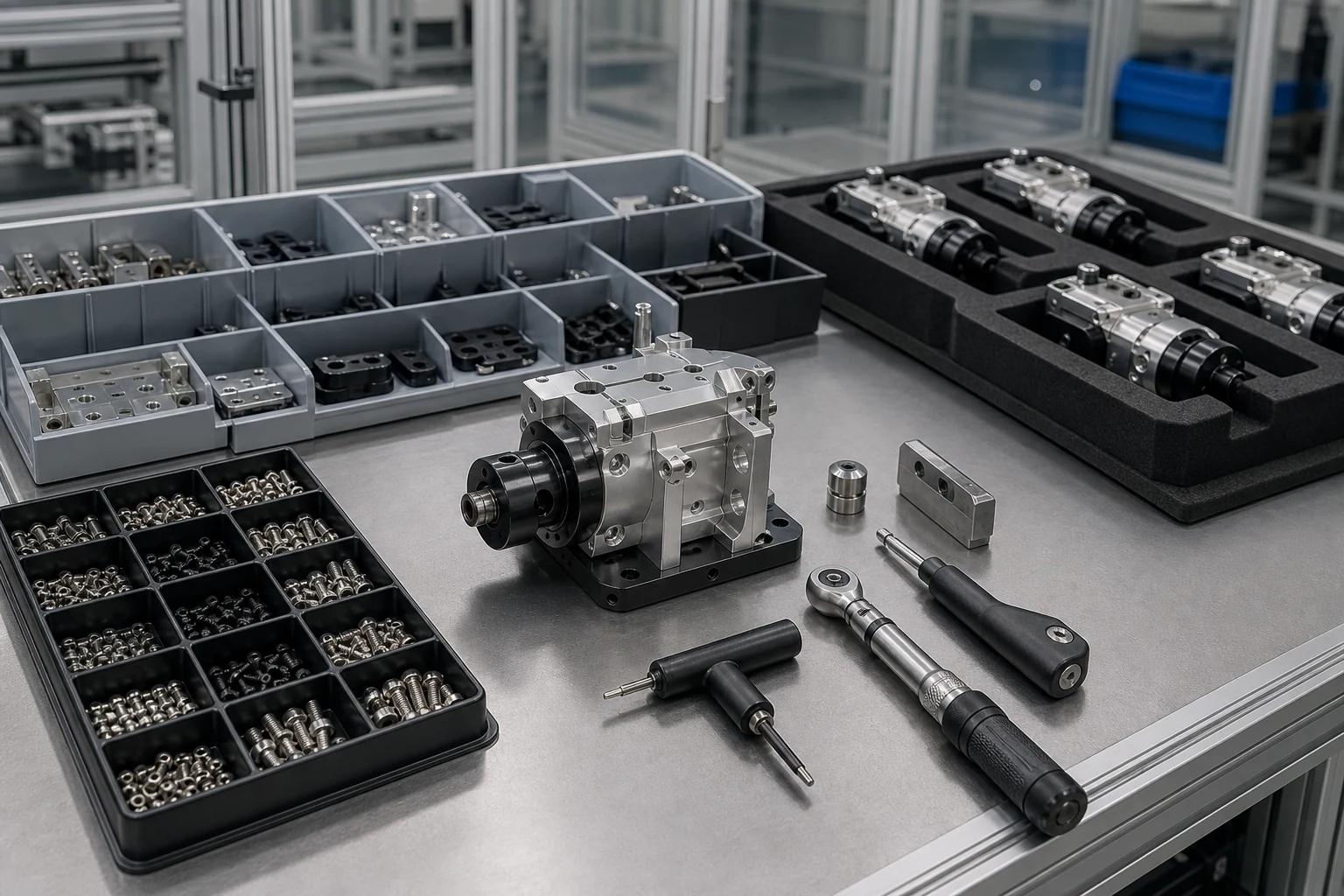 Manufactured components prepared for assembly and kitting
