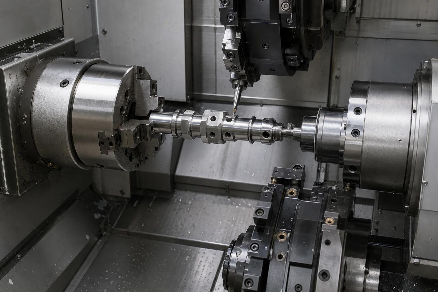 Multi-axis CNC machining of a complex mechanical part