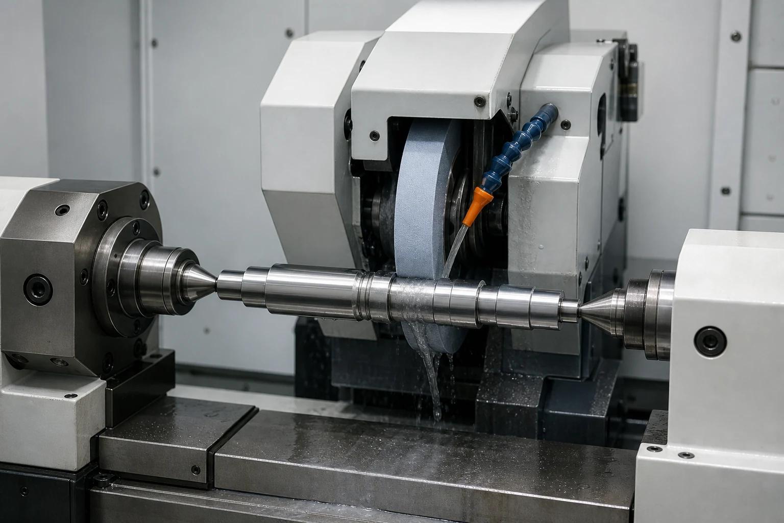 Precision grinding of a machined shaft