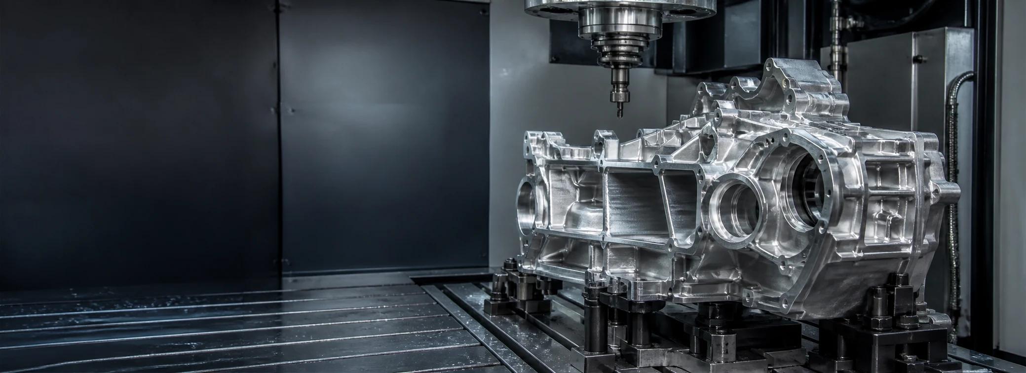 Precision CNC machining center producing complex custom parts