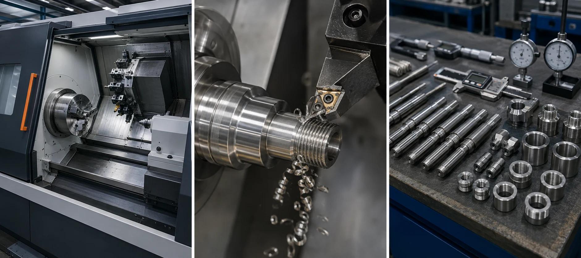 CNC lathe producing a precision turned component