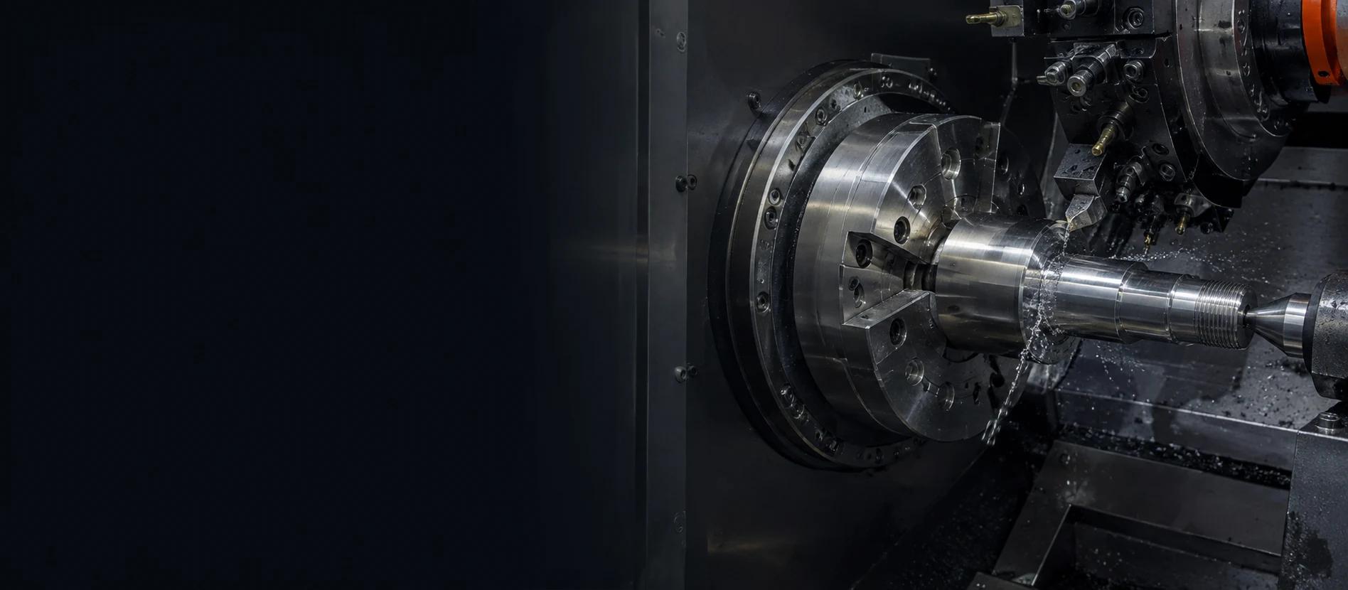 Bright CNC lathe with a precision shaft