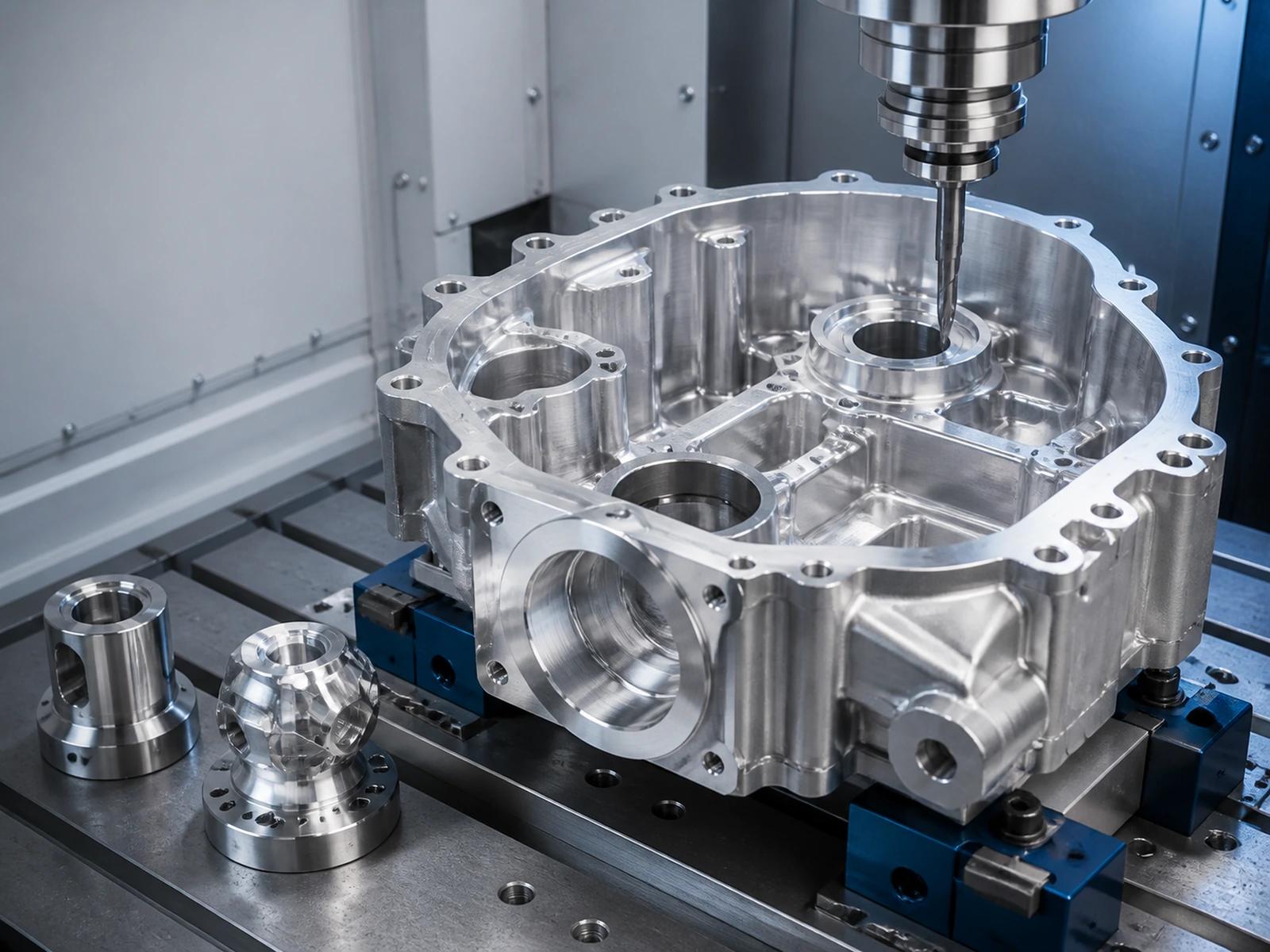 CNC machining equipment producing a precision metal component